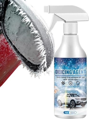Detergente per ghiaccio per finestre: scioglimento rapido della neve, 60 ml, accessorio per auto per sciogliere istantaneamente il ghiaccio su vetro, tubo di scarico e specchi, 5,51 x 1,38 x 3,43
