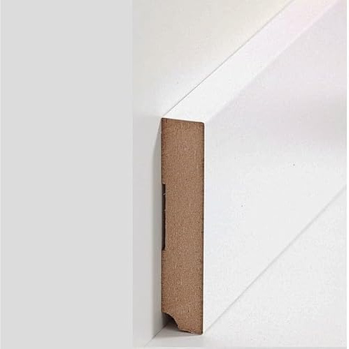 Sockelleiste MDF 19 x 96 x 2500 mm MDF-Kern foliert Weiß zum Kleben, Schrauben & Nageln Fußleiste by PROVISTON 2.5 Meter | 1 Stück