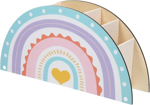 HuaMuDM Kinder Stifte Organizer Holz Regenbogen Schreibtisch,Schreibwaren | Schreibtisch Organizer Regenbogen,Zubehör für Büromaterial