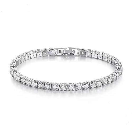EROL Tennis bracelet 925 sterling silver filled with shiny cubic zirconia stones