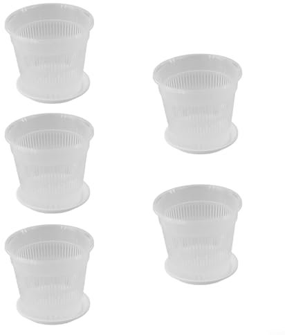 Lot de 5 pots à orchidées en plastique transparent avec trous