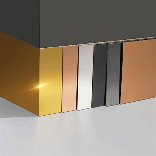 LKYJD Self-Adhesive Stainless Steel Wall Trim, Peel and Stick Trim and Molding Mirror Trim, Baseboard Plate for Bottom of Door, Kitchen, Cabinet, Cupboard(Glossy Gold,10cm)
