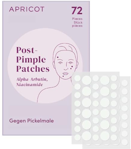 Apricot Post-Pimple Patch, Gegen Pickelmale & Hautverfärbungen, Unsichtbare Pickel Patches mit Alpha Arbutin & Niacinamid, Anti Pimple Pflaster 72 St. in 2 Größen (8mm, 12mm)