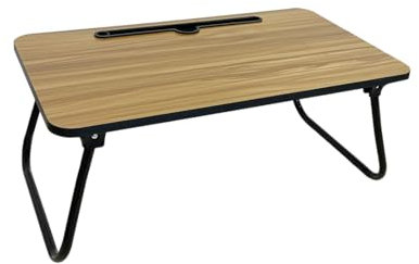 Acomoda Textil – Mesa Laptop Plegable de Madera Natural para Ordenador Portátil en Sofá o Cama. Bandeja Auxiliar Multiusos para Desayuno, Leer o Trabajar 52,5X30X21,5 cm.