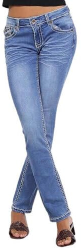Sotala Damen Jeans Hose Hüftjeans Gerades Bein Bootcut Gerader Schnitt Dicke Naht bis Übergröße XXXXL