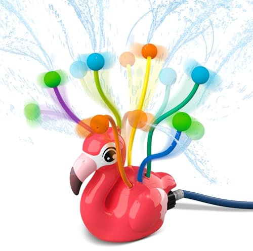Jouet d'arrosage 2 en 1 pour adultes - Jouet d'arrosage pour jardin extérieur avec tentacules d'eau - Fixation au tuyau d'arrosage - Jouet de plaisir pour l'été (flamant rose)