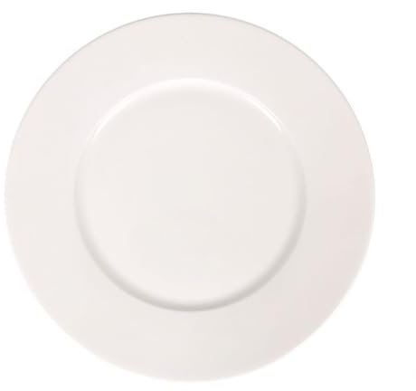Assiettes de présentation rondes de 6 pièces plates et empilables, 28 x 2 cm NILA, plats principaux, salade et dessert en porcelaine blanche