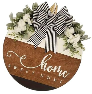 Limtula Plat Panneau Bois Bien Bienvenue Plaques avec Accent Fleur pour Les Rondes D'année Décortes À Maison Posters Porte D'entrée Ornementation en Bois