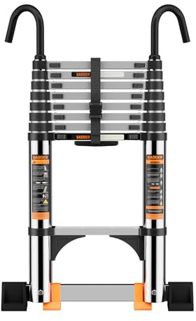 Telescoping Ladder,with Stable Hook and stabilizer barand,12.5 FT Extension Ladder, Heavy Duty 330lbs Max Capacity, Multi-Purpose Collapsible Ladder for RV or Outdoor Work (3.8M/12.5FT)
