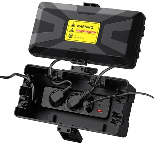 EYPINS Wasserdicht Kabelbox, Outdoor Sicherheitsbox IP54 wasserdicht, 6 Kabeleingänge Außenbereich Elektrobox für Steckdosen Kabel&Anschlüsse im Garten, Terrasse Steckerschutz- Wetterfeste Elektrobox