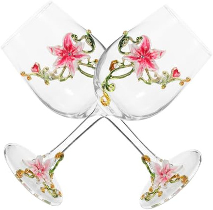 WEKADRIN 2pièces Lot De Verres à Vin Émaillés Verres à Vin Sur Pied Flûtes à Décoratives Récipients à Liqueur