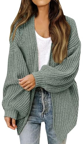 Knit Cardigans for Women UK Long Sleeve Open Front Lightweight Soft Chunky Knit Grandad Cardigans Ladies Casual Loose Fit Sweater Jumpers Sweatshirts Tops Green