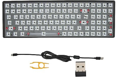 CHEOTIME Kit de Teclado mecánico, 100 Teclas Swap Hot Swap Montado Panel de PCB de 5 Pines Teclado inalámbrico BT5.0 2.4Ghz USB C Wired Gaming Gaming Kit de Bricolaje (Noir)