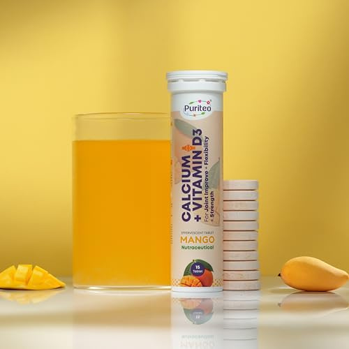 Hot Bargains Effervescent Tablets – 30 Count | Mango Flavor | Calcium + Vitamin D3 for Joint Support, Strength & Flexibility Supplement (One Size, Mango)