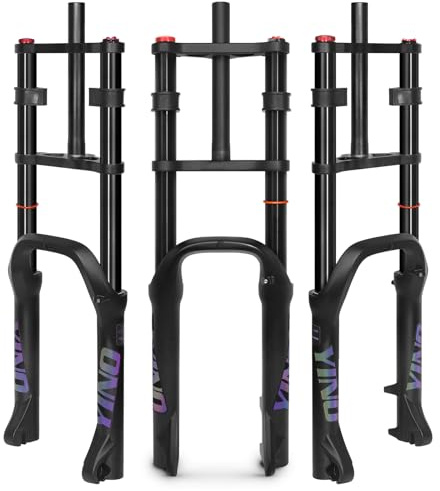 AEYINO 20x4.0 Zoll Fatbike Luftfedergabel 180mm Doppelkrone 135mm QR | 1-1/8 Straight Tube Disc Brake E-Bike MTB Vorderradgabel für Schnee & Strand