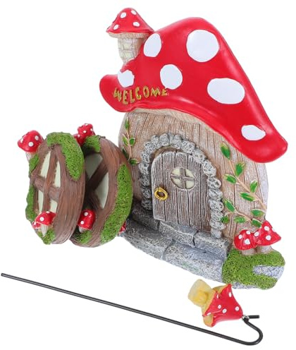 SEWACC Casa De Seta Luminosa para Colgar En Jardín y Patio, Miniatura De Resina 10 Cm, Decoración Exterior para Ventana y Árbol, Ornamento Brillante Nocturno para Exteriores
