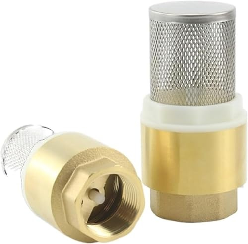 FGNIWAAE 1/2, 3/4, 1 Messing-Rückschlagventil mit Stahlsiebfilter - BSP-Innengewinde-Rohrverschraubung for Wasser und Gas(0.75In)