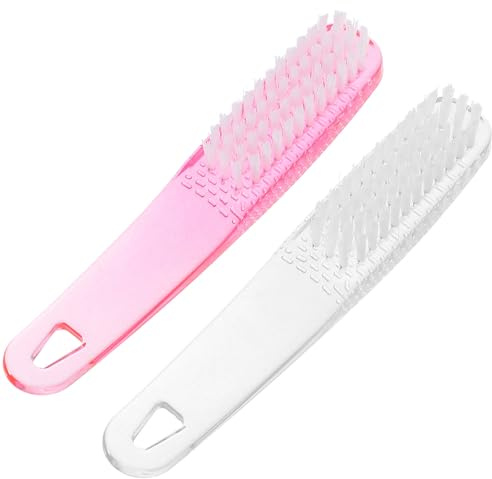 Spazzola per Unghie Manico, Plastica, 2 Pezzi, Pulizia | Densa e Ferma, Setole Delicate, Rimuove Residui di Manicure, Portatile, per Donne
