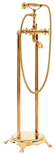 Mangloder - Grifo de baño independiente de acero inoxidable y oro de 99,5 cm con ducha de mano y manguera de 150 cm, relleno de bañera con conector G 1/2 para bañera, baño y jacuzzi