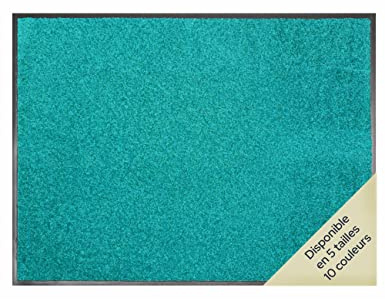 Primaflor Schmutzfangmatte CLEAN – Türkis, 60x90 cm | Saugstarke, Schwer entflammbare Fußmatte | Rutschfester Türvorleger für Innen | Türmatte für Eingangsbereich | Sauberlaufmatte mit Gummirand