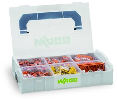 WAGO set de conectores de conexión 887-955 | 352 piezas, con diferentes conectores de conexión y adaptador de fijación de las series 221 y 2273 para todo tipo de conductores, en una L-BOXX Mini