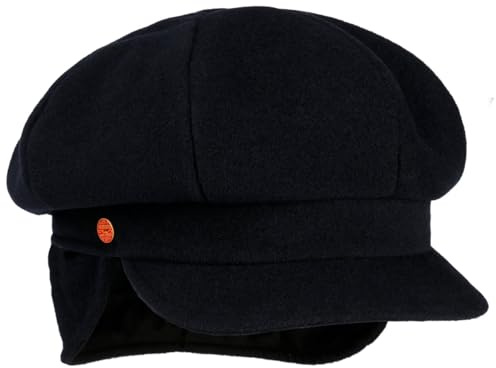 Mayser Camilla Ballonmütze Schirmmütze Wide Fit Ohrenklappen Damen Made in EU Winter dunkelblau L (58-59 cm)