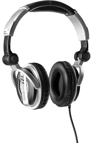 Power Dynamics PD PH510 DJ Headphones Silver - Extra Bass Stereo Over-Ear Headset with 50mm Drivers, Coiled Cord, 3.5-6.35mm Adapter and Carry Pouch for Studio, Mixing & Monitoring