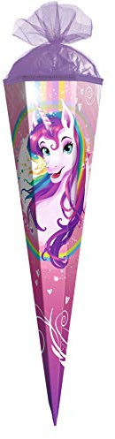 ROTH Geschenk-Schultüte Einhornportrait 50 cm klein - 6-eckig Tüllverschluss - Zuckertüte Einhorn