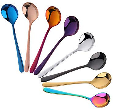 Buyer Star 8 coloré Cuillères à café Cuillères à thé Demi-Café Espresso Cappuccino Petite cuillère pour Cafe Kitchen Bar Restaurant