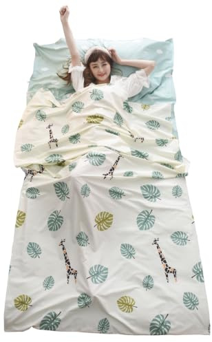 TRIWONDER Baumwolle Hüttenschlafsack, Schlafsack Inlett, Leicht & kompakt, Schlafsack Inlay, Sommerschlafsack, Reiseschlafsack für Reisen