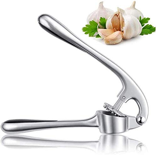 Topwelluk Knoblauchpresse, Garlic Press Knoblauch Presse, Hochleistungs-Knoblauch Wolf, Edelstahl-Knoblauch Brecher, Easy Squeeze, Rostschutz, Easy Clean, Langlebig (Silber)