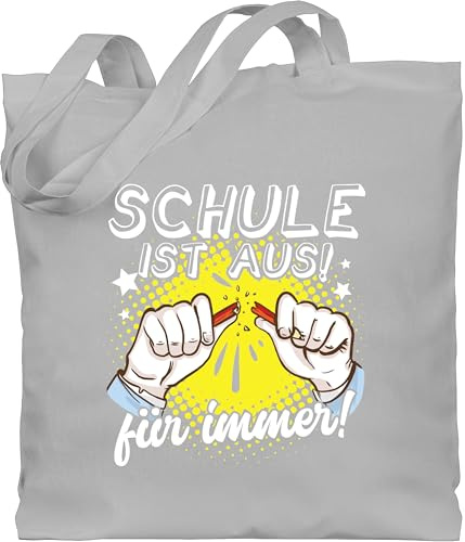 Shirtracer Baumwolltasche - Taschen - Lehrer Pension - Die Schule ist aus! - weiß - Unisize - Hellgrau - lehrergeschenk lehrer-tasche teacher lehrerin beutel lehrergeschenke geschenk für lehrerinnen