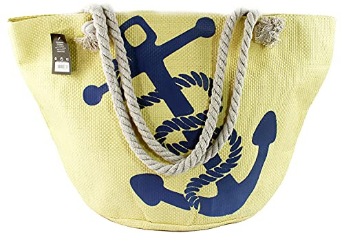 MASMAS Bolsa de Playa Grande, Bolso Hombro Mujer Playero Viajes, Compras con Cremallera Asas y Cuerda, Tejidos y Artesanales Bicolor Hermosos Diseños Variados