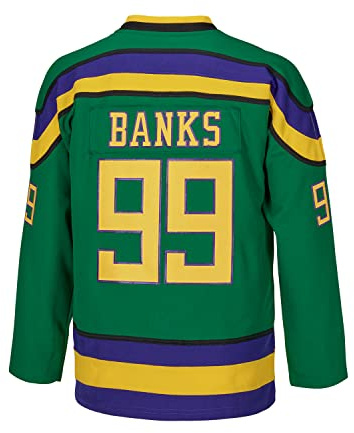 VOVIDEA Youth Ice Hockey Jersey Charlie Conway #96 Banks #99 Mighty Ducks Movie Jersey Kids Shirts (99 Banks Green, Large)