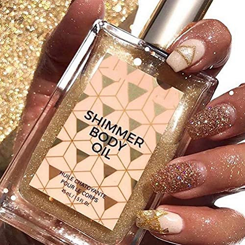 VOUNEDA 45ml Face Glow Liquid Highlighter Brighten Shimmer, Body Highlighter Liquid Glowing Highlight Oil Gesicht und Körper Make-up Hochglanz Weizenteint Brighten Body Leg