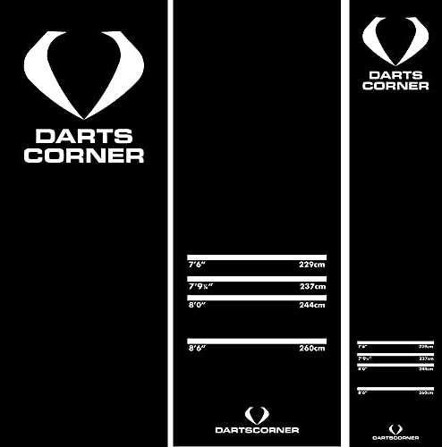 Darts Corner MAT04 - Alfombra antideslizante para dardos (290 x 60 cm), color negro
