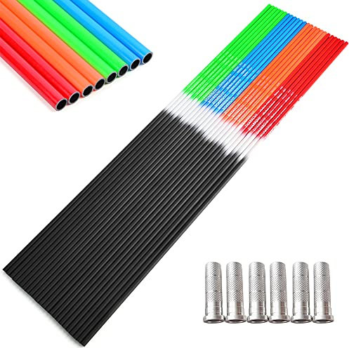 HNZMDY Bogenschießen 30 Zoll Carbon Pfeilschäfte ID 6,2 mm 500 Spine Pfeil Schaft mit Aluminiumeinsätzen DIY Carbonpfeile Bogenpfeile für Recurvebogen Compoundbogen Schießen (6, Grün)