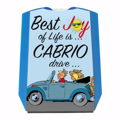 speecheese Best Joy of Life is Cabrio Drive Parkscheibe in blau mit 2 Einkaufswagenchips Eiskratzer Wasserabstreifer und Einkaufswagen-Chips Cabriofahrer parken Autofahrer Parkplatz Auto