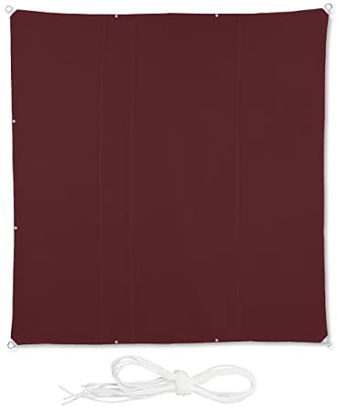 Relaxdays Voile d'ombrage, imperméable, Polyester, carrée, pour Le Jardin et Le Balcon, 5 x 5 m, Rouge foncé
