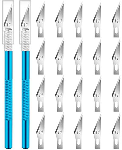 Artcut 2 Pz Cutter Di Precisione Taglierino Di Precisione, Bisturi con 20 Lame Taglierino, Bisturi Modellismo Bisturi Chirurgico, Taglierinomini Cutter Bisturi per Pane per Hobby, Arte, Intaglio (Blu)