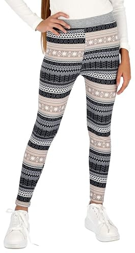 hi! mamma flickor extra tjocka varma leggings vinter termiska byxor med päls inuti barn fleecefodrade plyschbyxor julmönster enfärgade vardagsbyxor till skolan 3-14 år, Mönster 6, 9-10 År