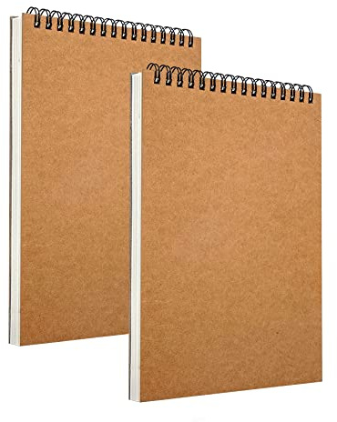 2Pack A4 Sketch Books Sketch Pads Hard Back Cover A4 Spiral Bound Sketch Pad 160gsm Paper 60 Pages