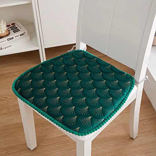 ZIBENE Stuhlkissen 4er Set Waschbar, Sitzkissen Stuhl Outdoor, Sitzpolster Esszimmer Landhausstil, Vintage Weich Samt Stuhlkissen Trapez Gesteppt Handwerk, Hautfreundlich Abriebfest Langlebig Grün