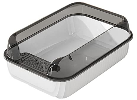 JISADER Katzentoilette ohne Deckel, Plastik Haustier Toilette, Cat Litter Tray, Offene Katzenklo mit Hohem Rand, Jumbo Schalentoilette groß, Katzen WC Anti Splash für Kitty Katzen, Weiß