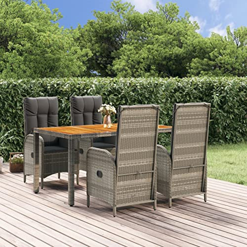 Festnight Rattan Gartenmöbel Set 4 Stühle mit Tisch Sitzgruppe Garten Essgruppe 4 Personen Sitzgarnitur Gartentisch mit Stühlen Set Polyrattan Gartengarnitur Gartensessel Wetterfest Outdoor Esstisch