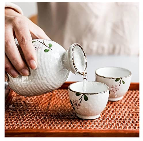 Juego de Vino Juego de Sake Jarra de cerámica Bote de Vino con Taza para Beber Juego de Barra (A)