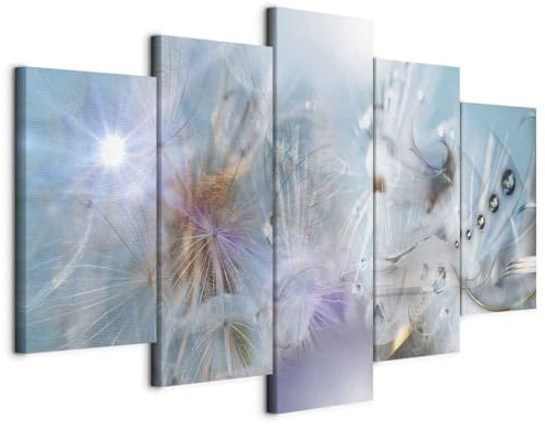 murando - Wandbilder XXL Pusteblume 200x100cm 5 tlg - Wand Deko Leinwand Bilder Groß Wanddeko Wohnzimmer Schlafzimmer Kunstdrucke Abstrakt Natur Löwenzahn b-A-10392-b-a