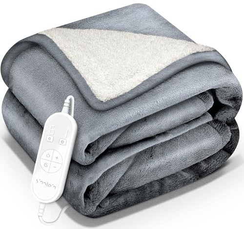 sinnlein® Heizdecke 160x120cm mit Abschaltautomatik | Wärmedecke elektrisch | Kuscheldecke mit Timerfunktion, 9 Heizstufen , Digitalanzeige & Überhitzungsschutz | Geschenke für Frauen & Männer