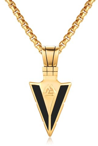TwoAnts Wikinger Pfeil Halskette für Männer 925 Sterling Silber Schwarz Onyx Pfeilspitze Anhänger Wikinger Symbol Schmuck Vintage Geschenk für Freund Ehemann