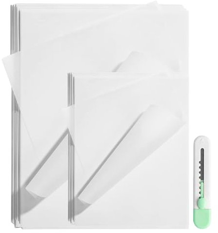 100 Blatt A4 und 100 Blatt A5 Premium Transparentpapier Transparentpapier Bedruckbar Weiß Architektenpapier Transparent Papier Pauspapier Pergamentpapier (mit Universalmesser)